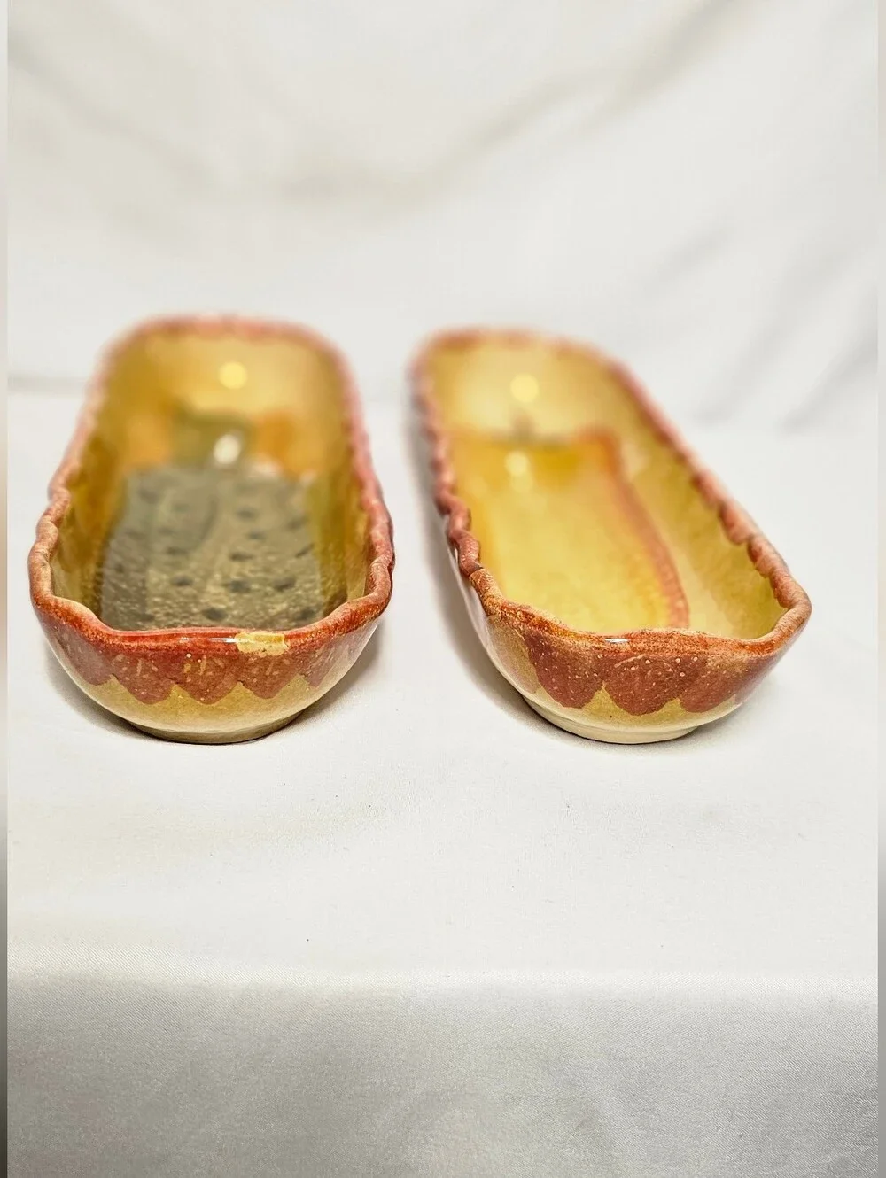 Vintage Italian Ceramic Corn Pickle Dishes Set of 2 Relish Trays Made in Italy